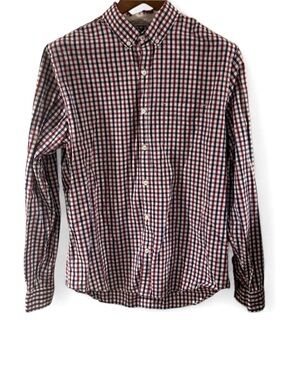 Express Men's Plaid Shirt - Red, Blue, White Size Large